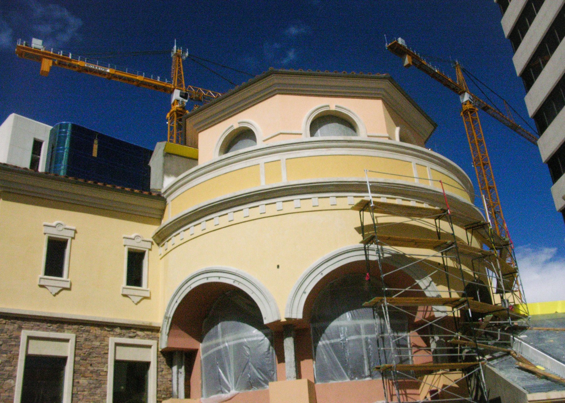 Entry and curved façade work